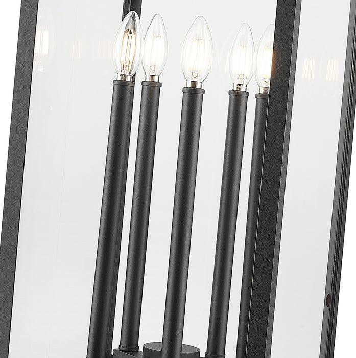 Z-Lite 5018PHXLS-SQPM-BK Five Light Outdoor Pier Mounted Fixture, Black