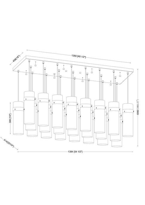 Z-Lite 7002P5-23L-MB 23 Light Linear Chandelier, Matte Black