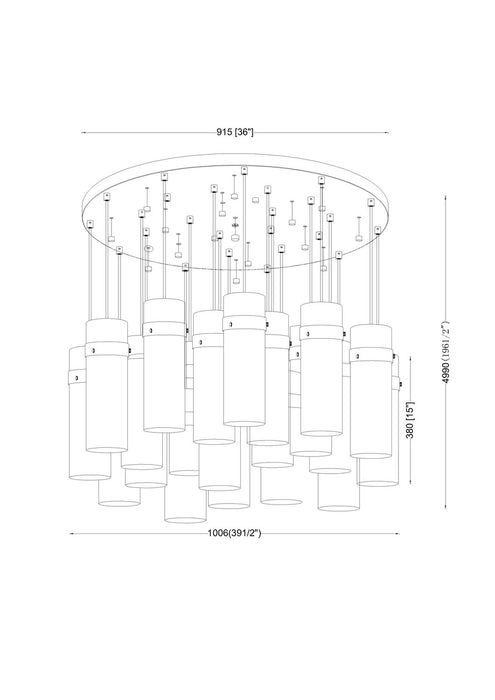 Z-Lite 7002P5-27R-MB 27 Light Chandelier, Matte Black