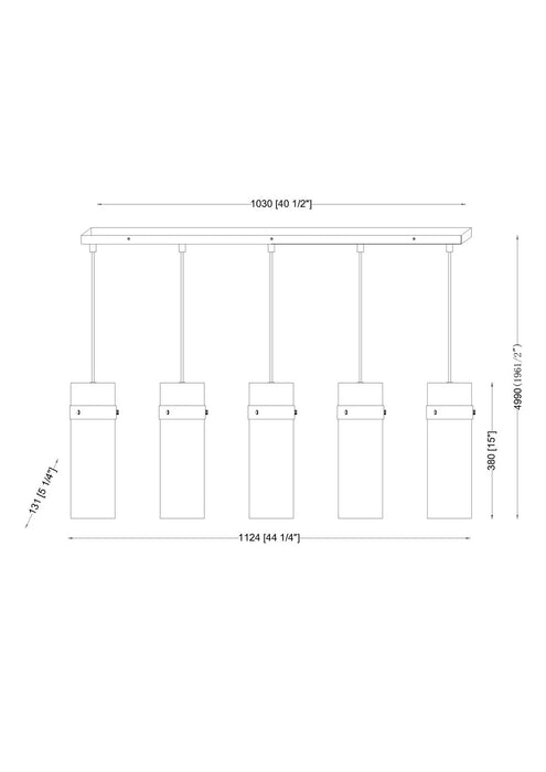 Z-Lite 7002P5-5L-MB Five Light Linear Chandelier, Matte Black