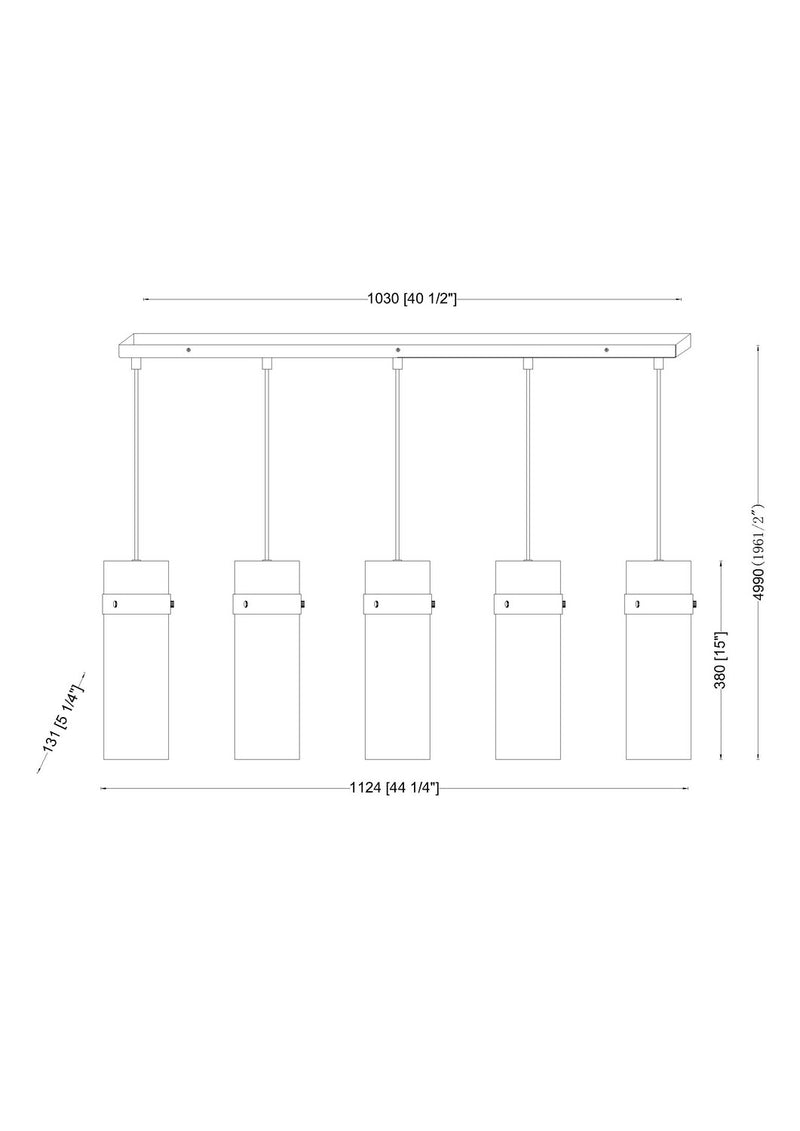 Z-Lite 7002P5-5L-RB Five Light Linear Chandelier, Rubbed Brass