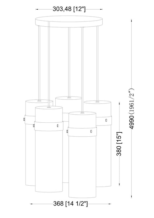 Z-Lite 7002P5-5R-MB Five Light Chandelier, Matte Black