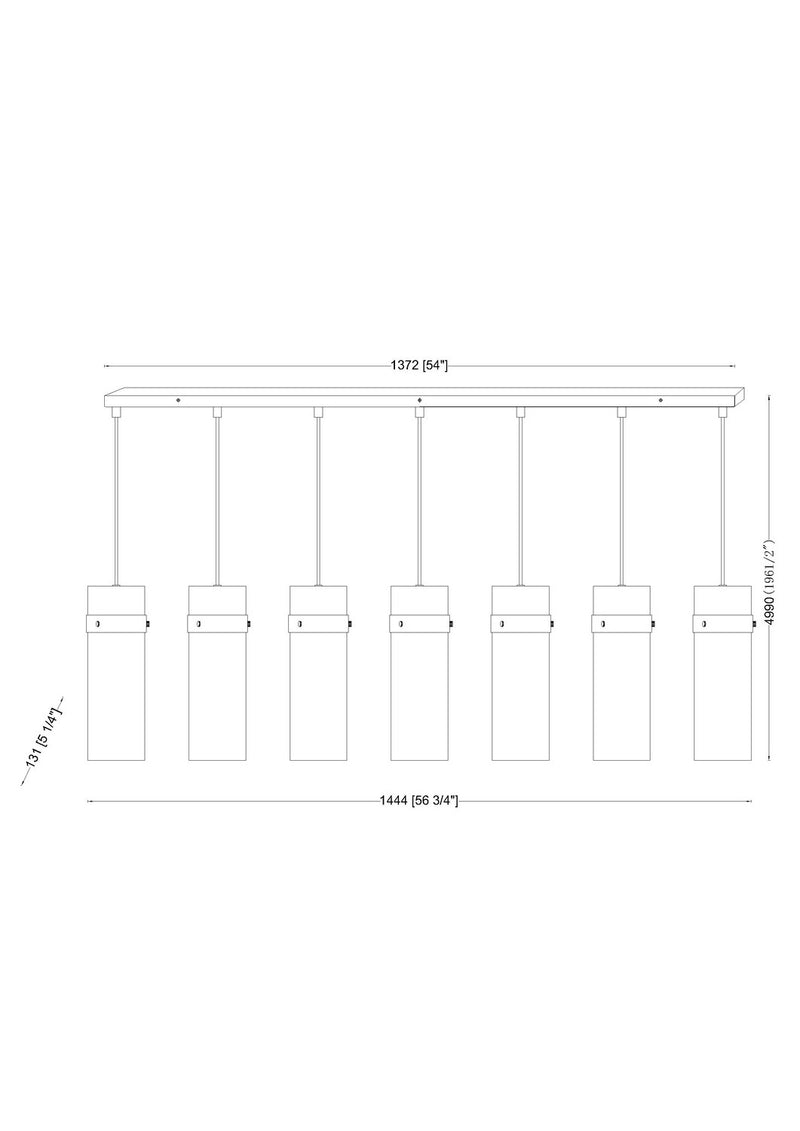 Z-Lite 7002P5-7L-BN Seven Light Linear Chandelier, Brushed Nickel