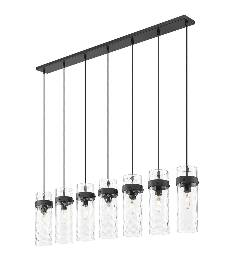 Z-Lite 7002P5-7L-MB Seven Light Linear Chandelier, Matte Black