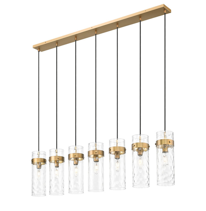 Z-Lite 7002P5-7L-RB Seven Light Linear Chandelier, Rubbed Brass