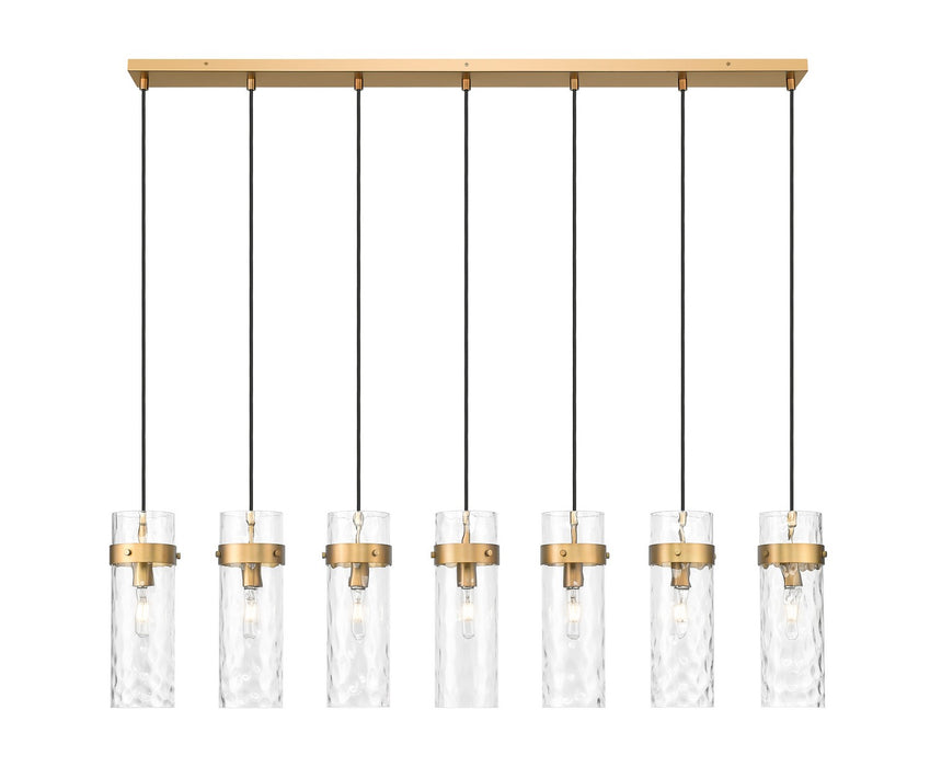 Z-Lite 7002P5-7L-RB Seven Light Linear Chandelier, Rubbed Brass