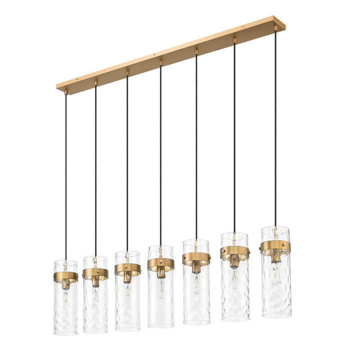 Z-Lite 7002P5-7L-RB Seven Light Linear Chandelier, Rubbed Brass