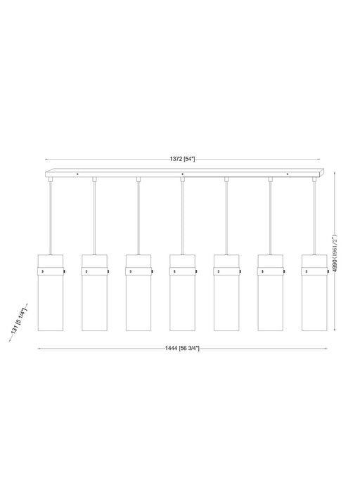 Z-Lite 7002P5-7L-RB Seven Light Linear Chandelier, Rubbed Brass