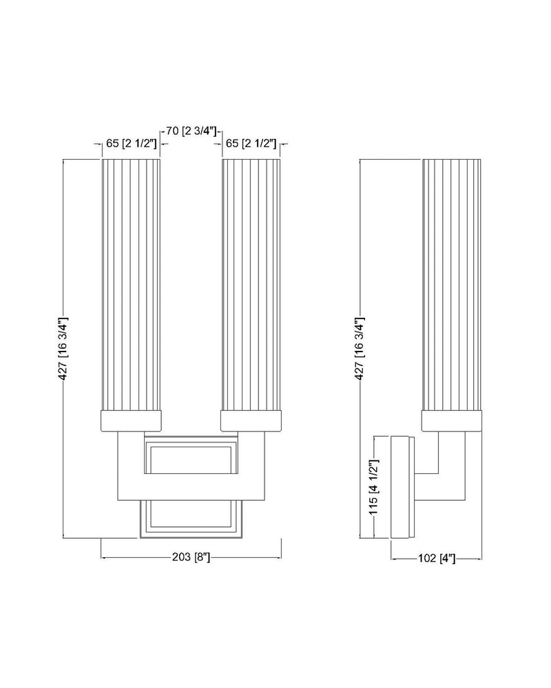 Z-Lite 740-2S-MB Two Light Wall Sconce, Matte Black