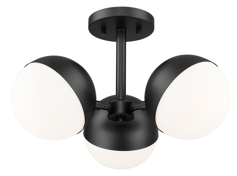 Z-Lite 7517-3SF-MB Three Light Semi Flush Mount, Matte Black