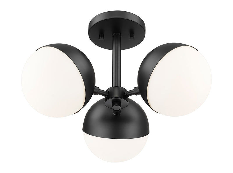 Z-Lite 7517-3SF-MB Three Light Semi Flush Mount, Matte Black