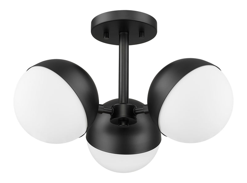 Z-Lite 7517-3SF-MB Three Light Semi Flush Mount, Matte Black
