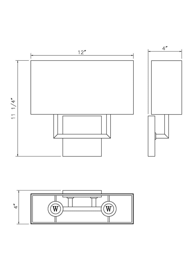 Z-Lite 815-2S-MB Two Light Wall Sconce, Matte Black