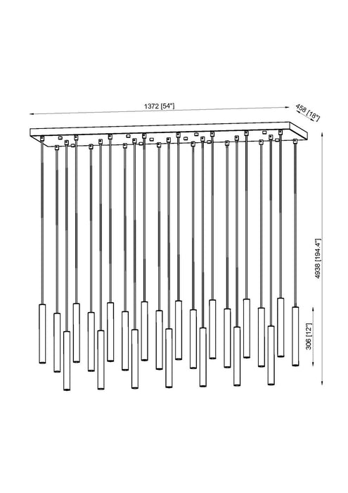 Z-Lite 919MP12-23L-MB-LED LED Linear Chandelier, Matte Black