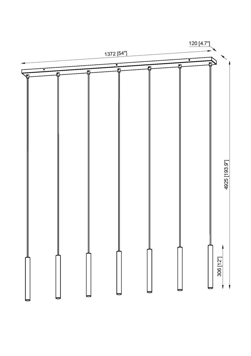Z-Lite 919MP12-7L-MB-LED LED Linear Chandelier, Matte Black