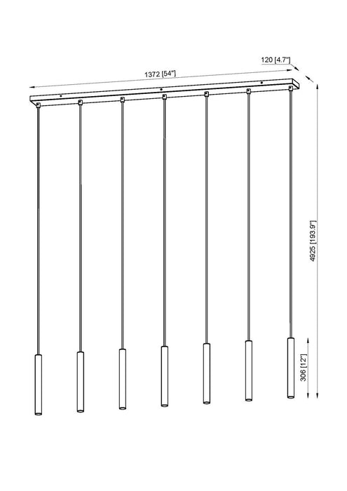 Z-Lite 919MP12-7L-MGLD-LED LED Linear Chandelier, Modern Gold