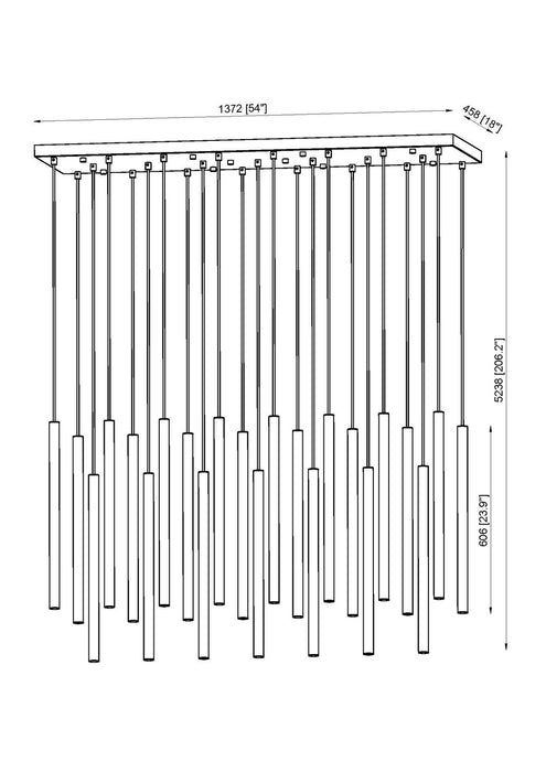 Z-Lite 919MP24-23L-MGLD-LED LED Linear Chandelier, Modern Gold