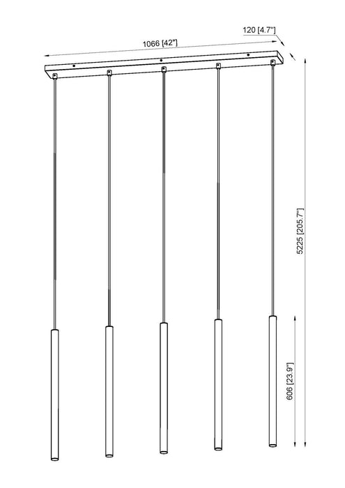 Z-Lite 919MP24-5L-MGLD-LED LED Linear Chandelier, Modern Gold