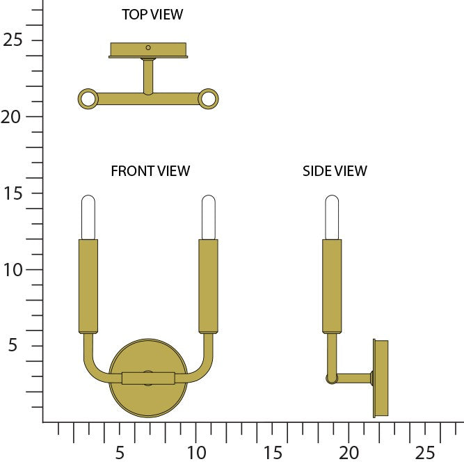 Robert Abbey 1406 Two Light Wall Sconce, Mavisten Brass Duex