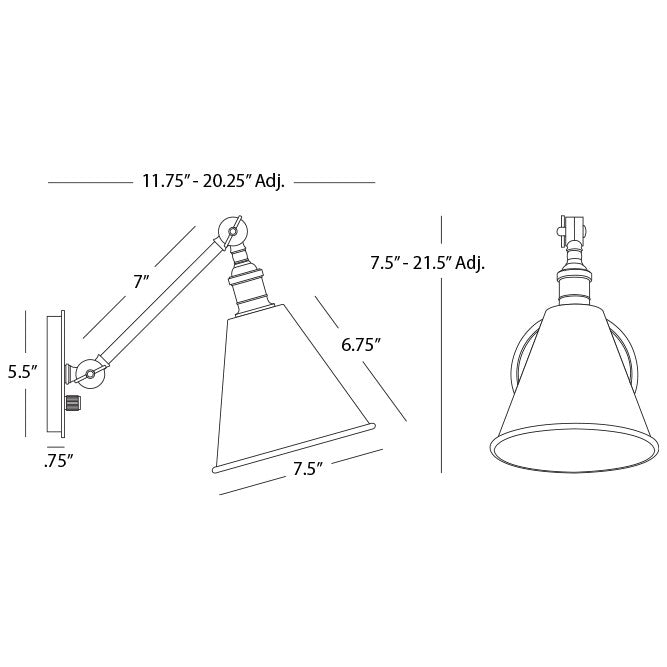 Robert Abbey 2417 One Light Wall Sconce, Warm Brass
