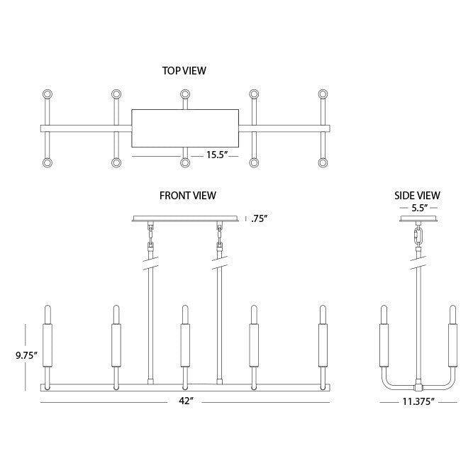 Robert Abbey B1409 Ten Light Chandelier, Black Chrome