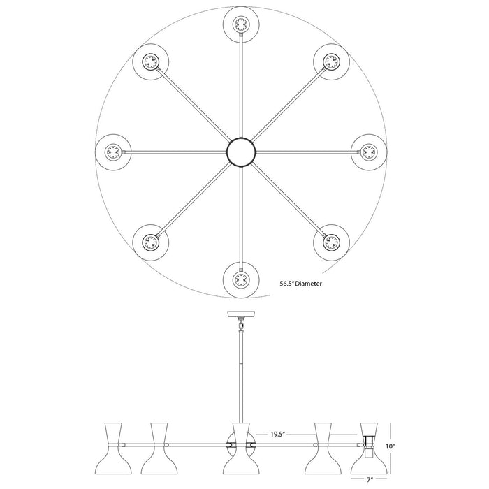 Robert Abbey BB08LY Eight Light Chandelier, Modern Brass Chandelier w/Baby Blue/Lily Painted