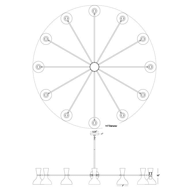 Robert Abbey BB13LY 12 Light Chandelier, Polished Nickel Chandelier w/Baby Blue/Lily Painted