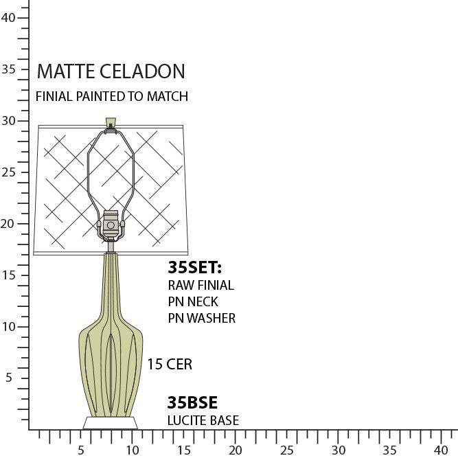 Robert Abbey MCL35 One Light Accent Lamp, Matte Celadon Glazed Ceramic w/Polished Nickel/a Lucite