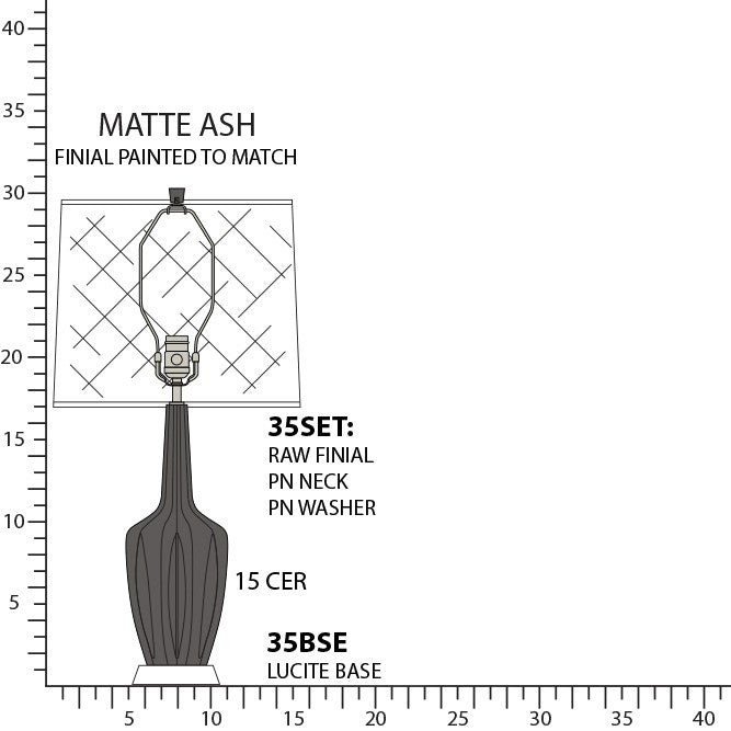 Robert Abbey MCR35 One Light Accent Lamp, Matte Ash Glazed Ceramic w/Polished Nickel/a Lucite