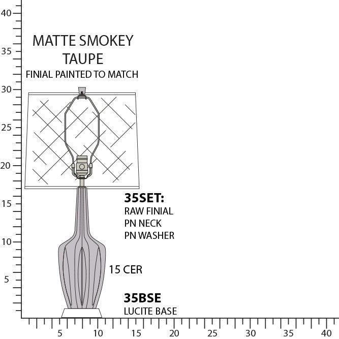 Robert Abbey MST35 One Light Accent Lamp, Matte Smokey Taupe Glazed Ceramic w/Polished Nickel/a Lucite