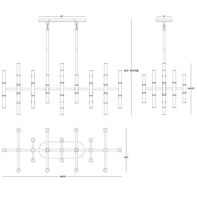 Robert Abbey PM77 42 Light Pendant, Pumpkin w/Modern Brass