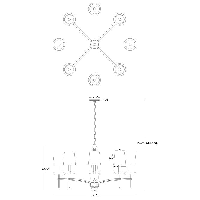 Robert Abbey S625C Eight Light Chandelier, Polished Nickel w/ Clear Crystal