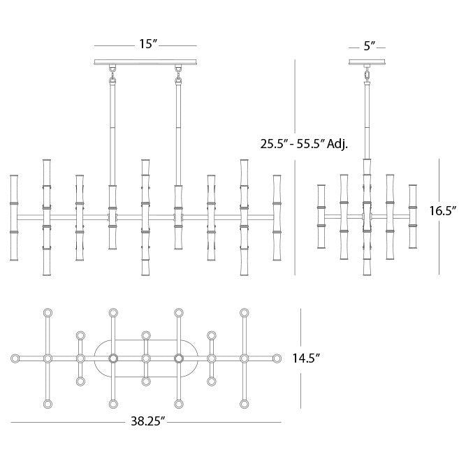 Robert Abbey SM77 42 Light Pendant, Sugar Plum w/Modern Brass