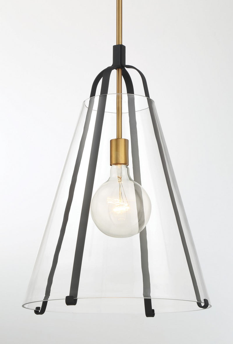 Minka-Lavery 131-782 One Light Pendant, Legacy Brass & Sand Coal