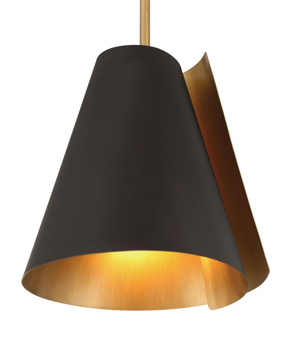 Minka-Lavery 135-855 One Light Pendant, Legacy Brass & Dark Bronze