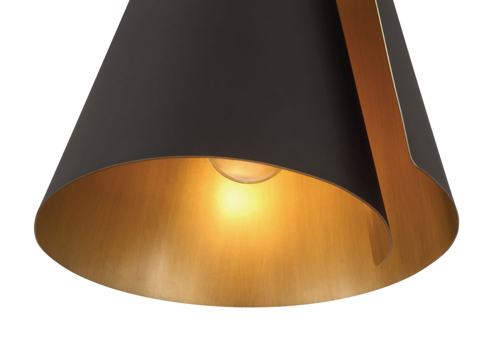 Minka-Lavery 135-855 One Light Pendant, Legacy Brass & Dark Bronze