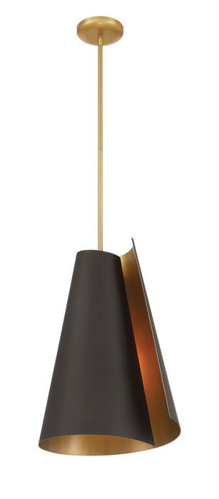 Minka-Lavery 136-855 One Light Pendant, Legacy Brass & Dark Bronze