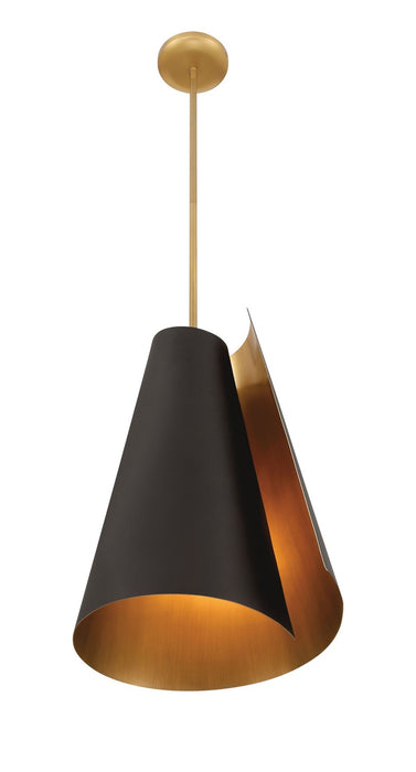 Minka-Lavery 136-855 One Light Pendant, Legacy Brass & Dark Bronze