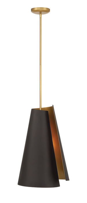 Minka-Lavery 136-855 One Light Pendant, Legacy Brass & Dark Bronze