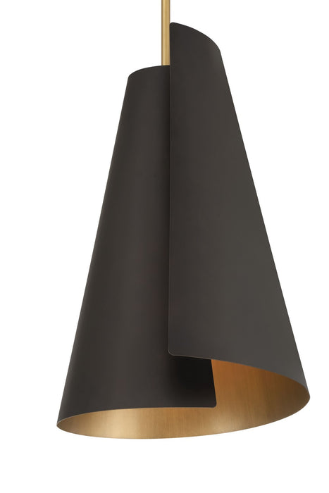 Minka-Lavery 136-855 One Light Pendant, Legacy Brass & Dark Bronze