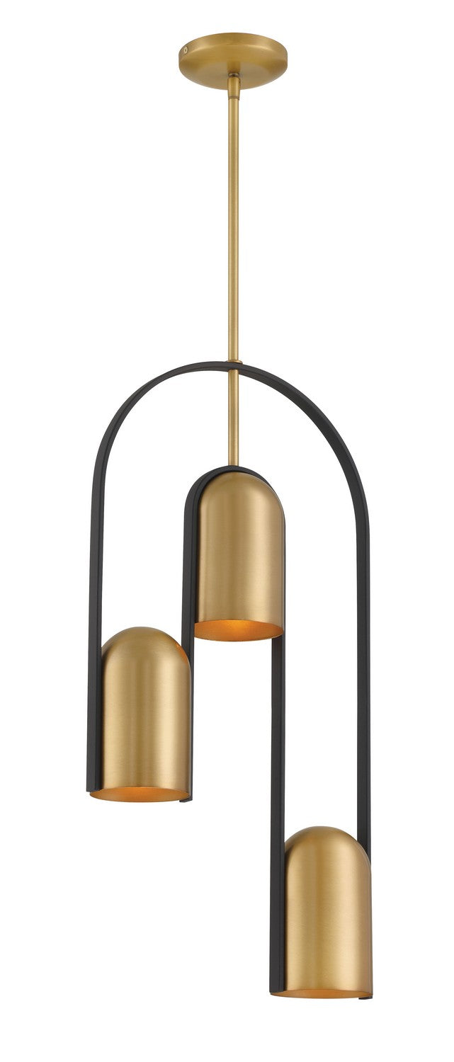 Minka-Lavery 153-782 Three Light Pendant, Legacy Brass & Sand Coal
