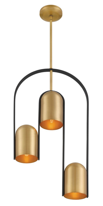 Minka-Lavery 153-782 Three Light Pendant, Legacy Brass & Sand Coal
