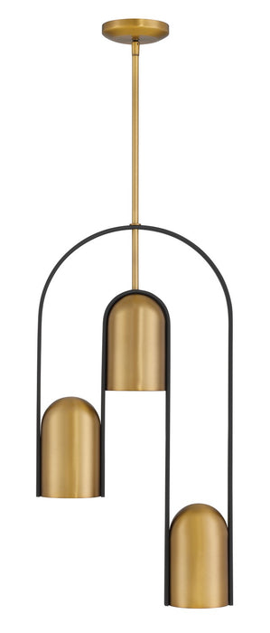 Minka-Lavery 153-782 Three Light Pendant, Legacy Brass & Sand Coal