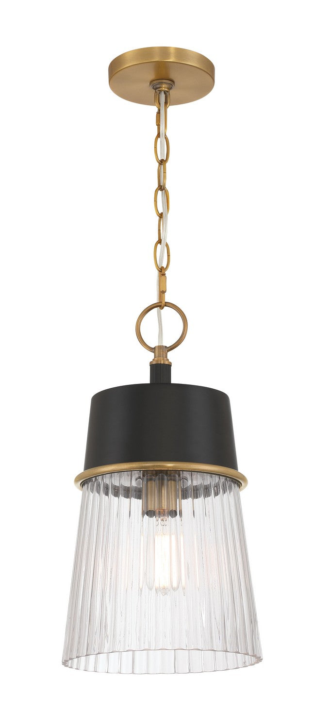 Minka-Lavery 192-876 One Light Pendant, Legacy Brass & Dark Matte Blac