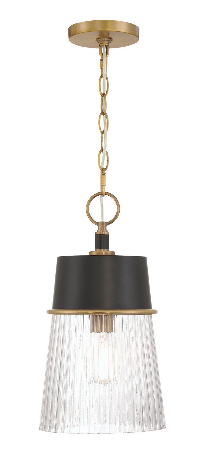 Minka-Lavery 192-876 One Light Pendant, Legacy Brass & Dark Matte Blac