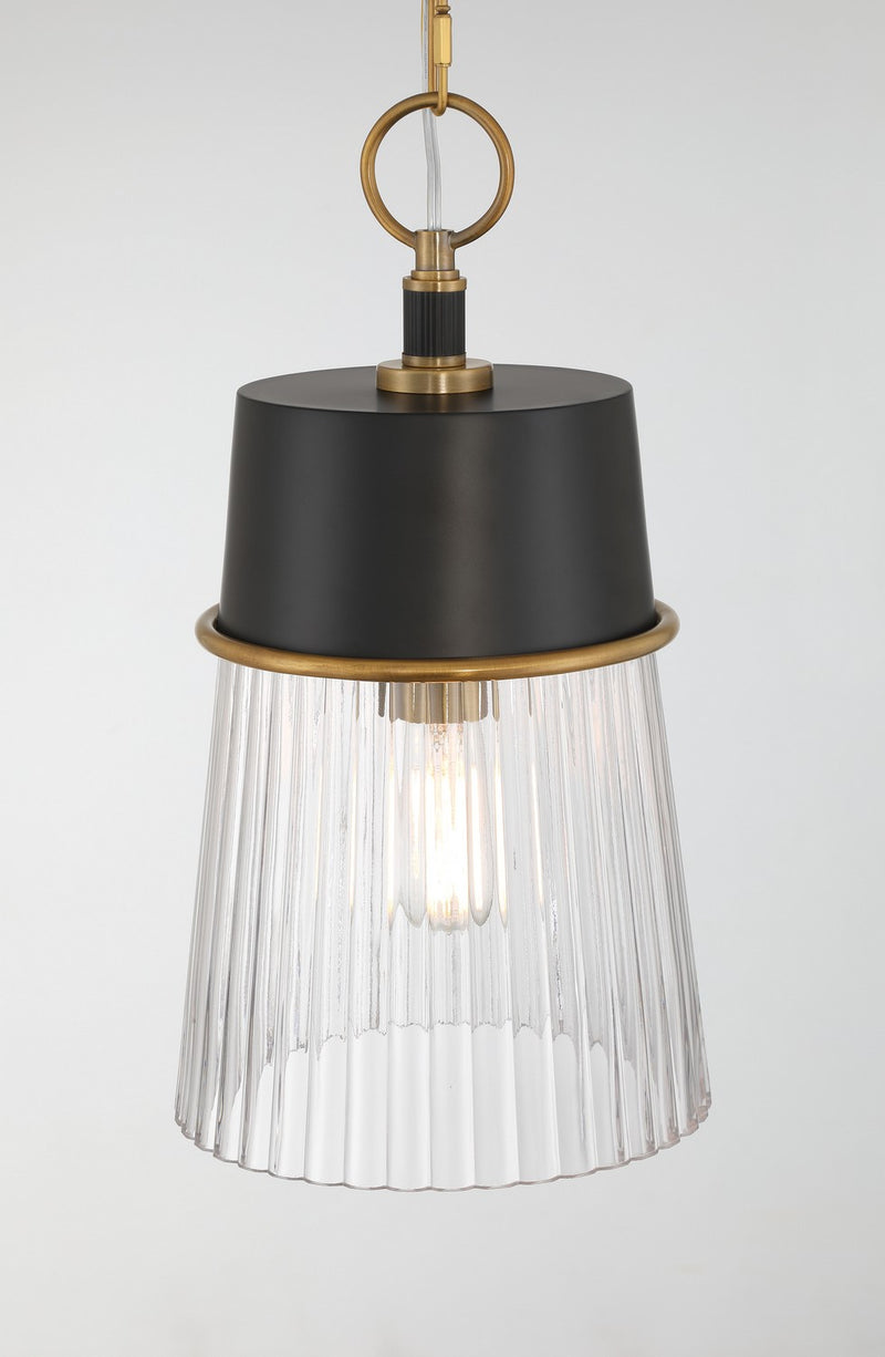 Minka-Lavery 192-876 One Light Pendant, Legacy Brass & Dark Matte Blac