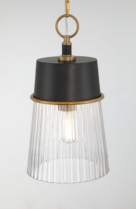 Minka-Lavery 192-876 One Light Pendant, Legacy Brass & Dark Matte Blac