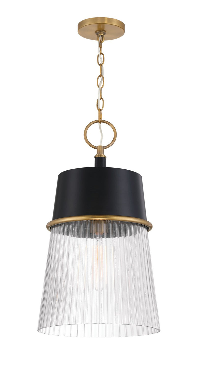Minka-Lavery 193-876 One Light Pendant, Legacy Brass & Dark Matte Blac