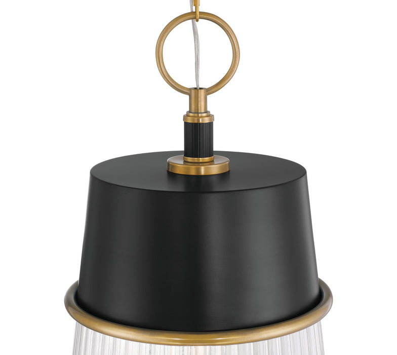 Minka-Lavery 193-876 One Light Pendant, Legacy Brass & Dark Matte Blac