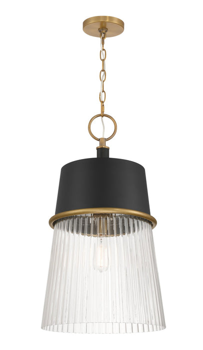 Minka-Lavery 194-876 One Light Pendant, Legacy Brass & Dark Matte Blac